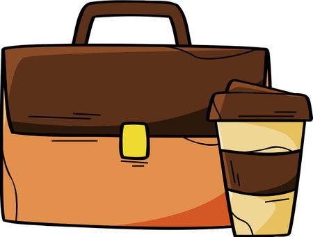 Business Professional's Tools: Coffee and Briefcase Illustrationのイラスト素材