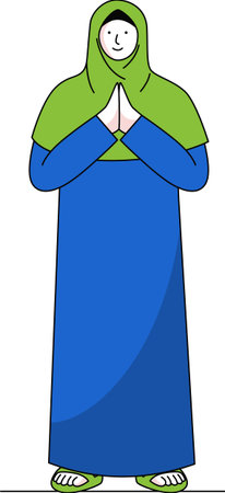 Muslim Woman Offering Ramadan Greetings Illustrationのイラスト素材
