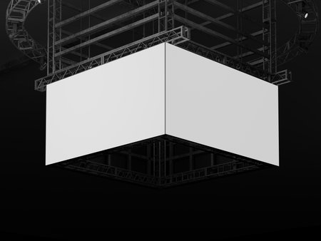 White Blank Hanging Indoor Billboard Mockup for Arena Advertisement 3D Renderingの写真素材