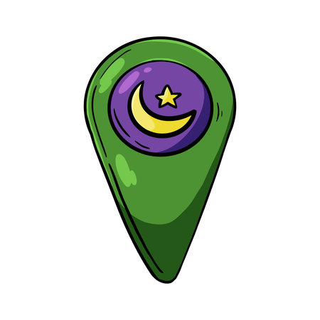 Mosque Location Pin Icon Illustration - Islamic Place Finderのイラスト素材