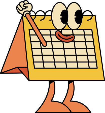 Fist Pumping Calendar Character Scheduling and Time Management Mascot Illustrationのイラスト素材