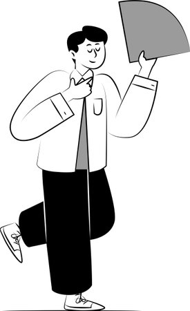 Businessman Holding Pie Chart Data Analysis Market Share Illustrationのイラスト素材