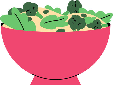Colorful Salad Bowl with Broccoli and Spinach â Healthy Food Illustrationのイラスト素材