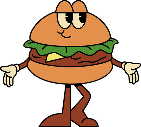 Burger Character Fast Food Junk Food Sandwichのイラスト素材
