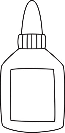 Black and White Outline of a Bottle of Liquid Glue with Pointed Dispenser Capのイラスト素材