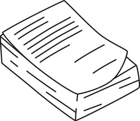 Black and White Outline of a Large Stack of Papers or Documentsのイラスト素材