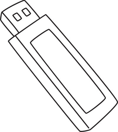 Black and White Outline of a USB Flash Drive or Memory Stickのイラスト素材