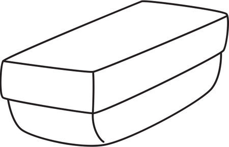 Black and White Outline of a Rectangular Whiteboard Eraserのイラスト素材