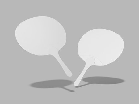 Blank White Round Hand Fan Mockups 3D Render Floating on Gray Background