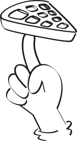 Black and White Outline of a Hand Holding a Waffleのイラスト素材