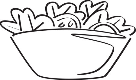 Bowl of Mixed Green Fresh Salad Illustrationのイラスト素材