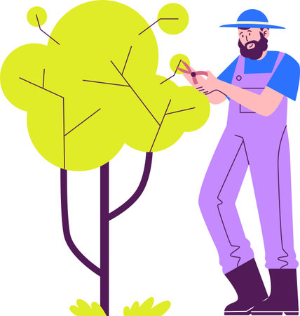 Trim Overgrown Plants with Grass Scissors Illustration - Pruningのイラスト素材