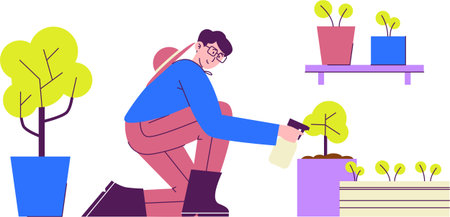 Spray Plant Shoots in Pot Illustration - Plant Careのイラスト素材