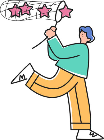 Catching Flying Stars Illustration - Ambition & Successのイラスト素材