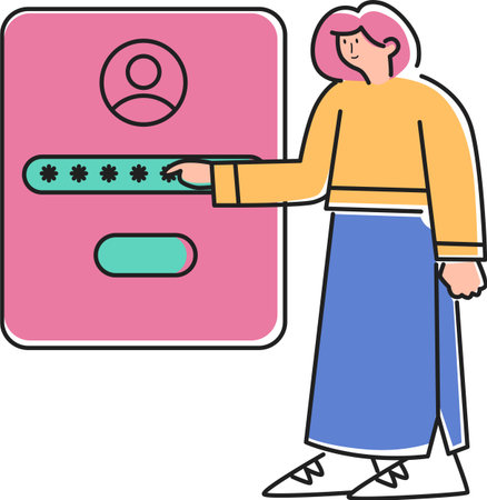 Fill in the Password to Enter Social Media Account Illustration - Digital Accessのイラスト素材