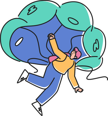 Fell from a Torn Parachute Illustration - Failure & Riskのイラスト素材