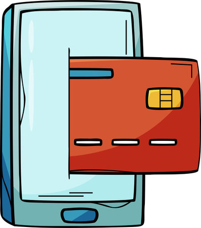 online credit card payment illustration, mobile transaction icon, secure shopping clip artのイラスト素材