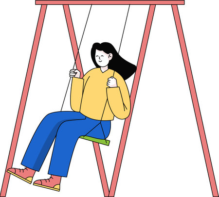 woman playing swing playground funのイラスト素材