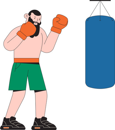 man boxing practice before the match illustration vector sportのイラスト素材