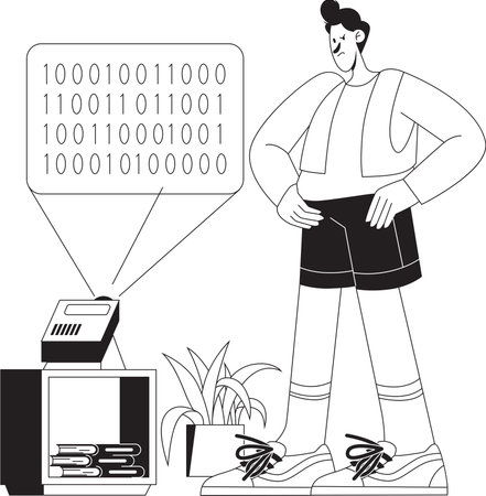 man reading a book with a cup of coffee illustrationのイラスト素材