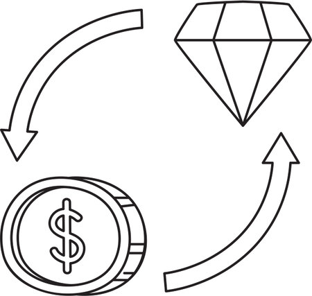 exchange of money and gems transaction illustrationのイラスト素材