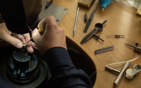 Jewelers workplace. Tools and equipment for jewelry workの写真素材