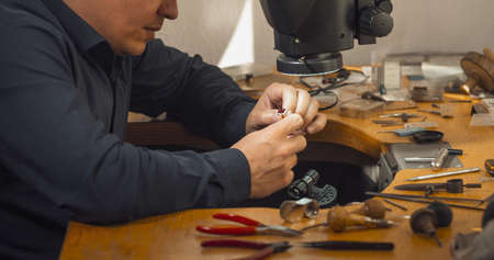 Jewelers workplace. Tools and equipment for jewelry workの写真素材