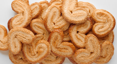 cookies background top view isolated on whiteの写真素材