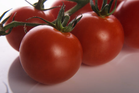 Vine tomatoesの写真素材