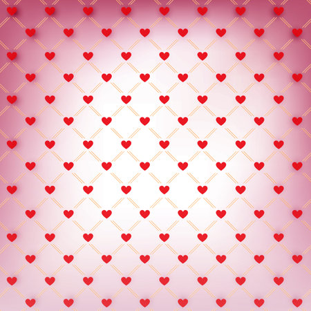 Valentines day wrapping paper with red hearts illustration vector.