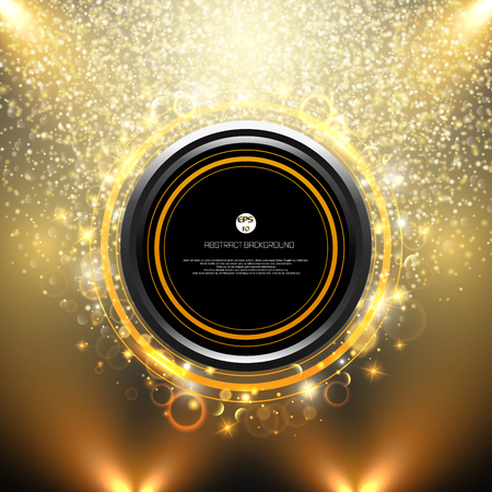 Grand black golden glitter frame of copy space flying banner, illustration vector eps10のイラスト素材