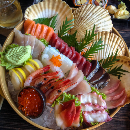 Grand Japanese sushi set background, image pictureの写真素材