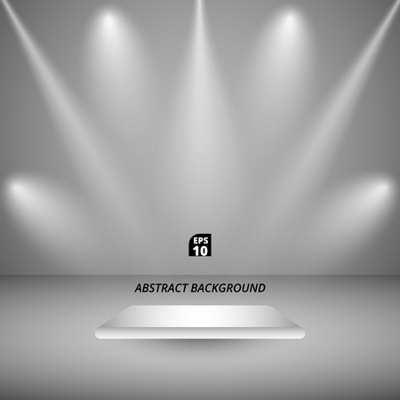 Platform with spotlight in monochrome illustration.のイラスト素材