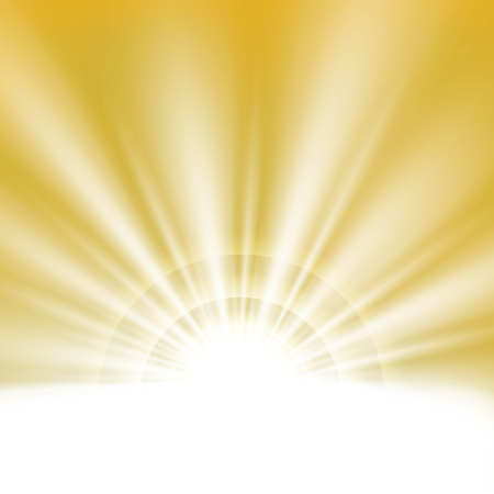 Center of summer sunburst light effect on clean yellow gold sky backgroundのイラスト素材