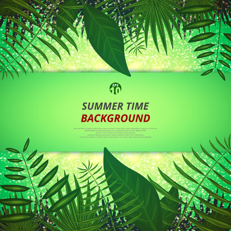 Abstract of summer time background with leaves and golden light background, Illustration vectorのイラスト素材
