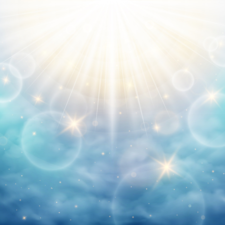 Miracle of the day with full details on the blue sky. Summer time with sunny shine background.のイラスト素材
