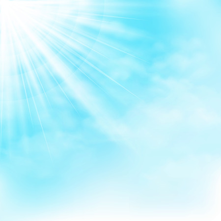 Clear sun shine on blue sky with clouds background.のイラスト素材