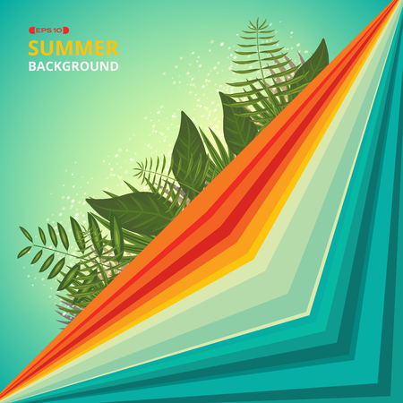 Colorful of summer tone background color. Presenting with leaves nature and clear space of text. Illustration vector eps10のイラスト素材