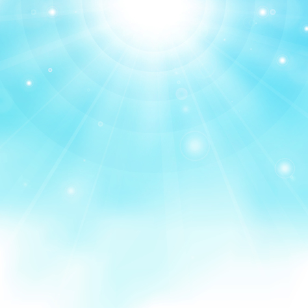 Abstract of colorful realistic sun burst on blue sky background with glitter, illustration vector eps10のイラスト素材
