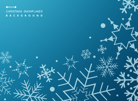 Pattern of white geometric snowflakes on gradient blue background, vector eps10のイラスト素材