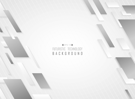 Abstract of technology stripe sqaure line pattern of gray white on gradient black background. vectorのイラスト素材