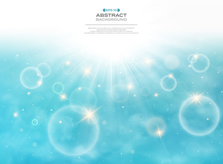 Summer of sun burst on soft light with blue sky background. Presenting with space of texting. illustration vector eps10のイラスト素材