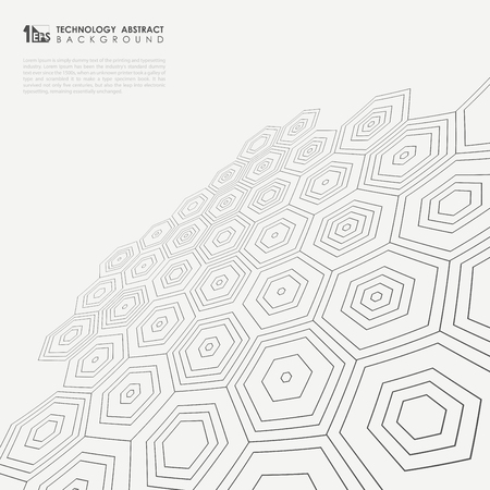 Perspective of pentagonal pattern in black and white background. vector eps10のイラスト素材