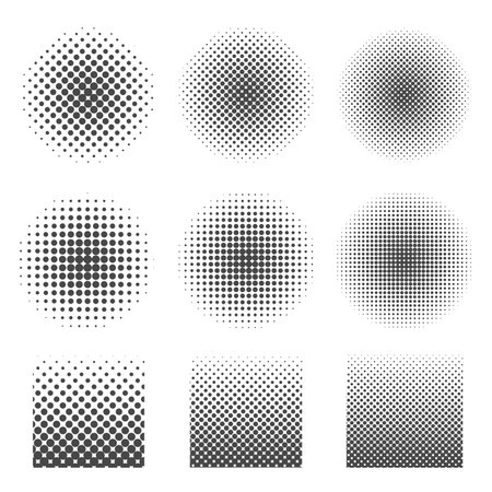 Abstract halftone set of circles and square. You can use as an art element tools for various details. vectorのイラスト素材