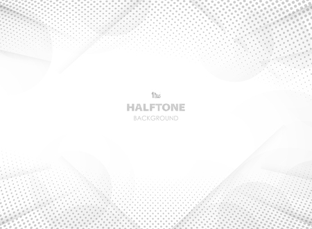 Abstract futuristic gradient grey color with halftone decoration and circle tech background. Presenting on white, you can use for ad, poster, artwork, presentation. vector eps10のイラスト素材