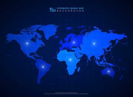 Futuristic blue world map background of technology. You can use for world map education, social online sales, ad, poster, presentation, artwork. illustration vector eps10のイラスト素材