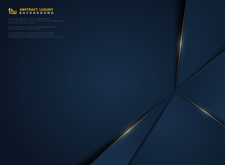 Abstract vector gradient dark blue with golden light line template. You can use for poster, luxury ad, presentation template, design artworkのイラスト素材