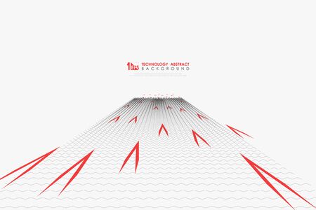 Abstract black wavy pattern design of minimal concept with red element decoration background. Decorate for poster, ad, artwork, template design. illustration vector eps10のイラスト素材