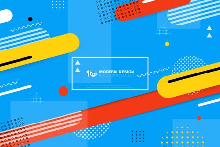 Abstract colorful shape of memphis decorative design background. Decorate for trendy style of artwork, ad, poster, cover, annual report. illustration vector eps10のイラスト素材