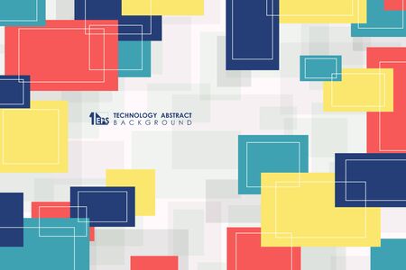 Abstract vivid colorful square pattern design of tech decorative with space background. Decorate for ad, poster, template design, ad, print. illustration vectorのイラスト素材